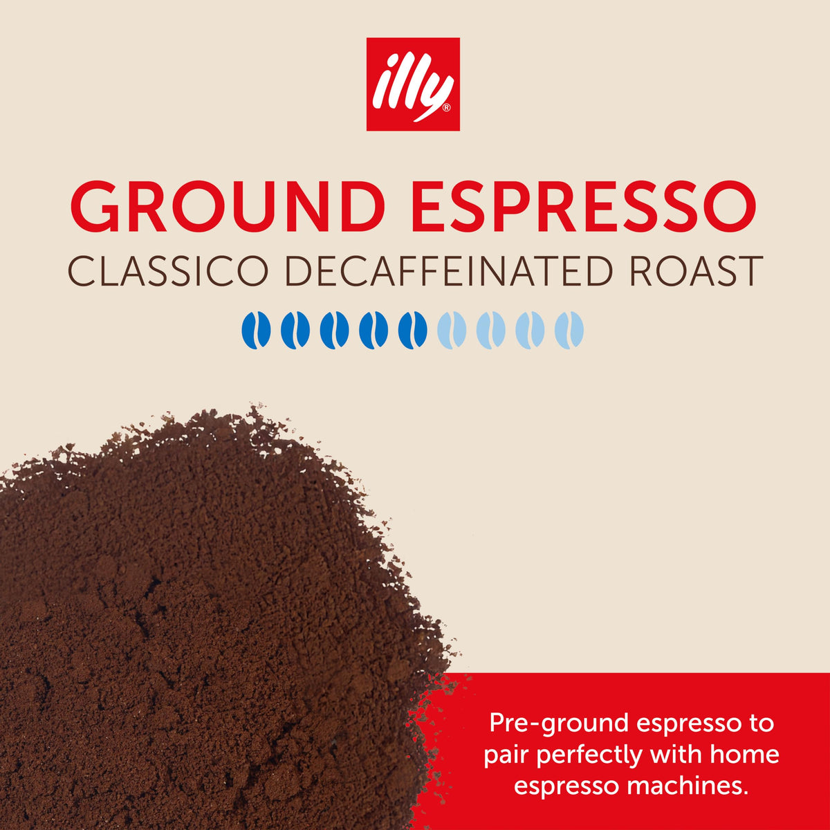 illy decaf ground espresso cup showing aroma and flavor