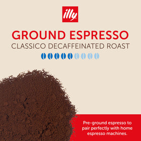 illy decaf ground espresso cup showing aroma and flavor