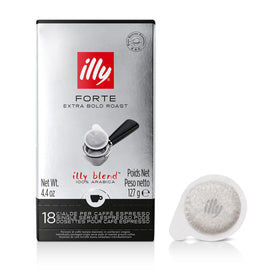 illy E.S.E. pod Forte extra dark packshot highlights convenient packaging and bold flavor for quick mornings.