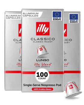 Illy espresso capsules Classico Lungo pack ready for daily brewing.