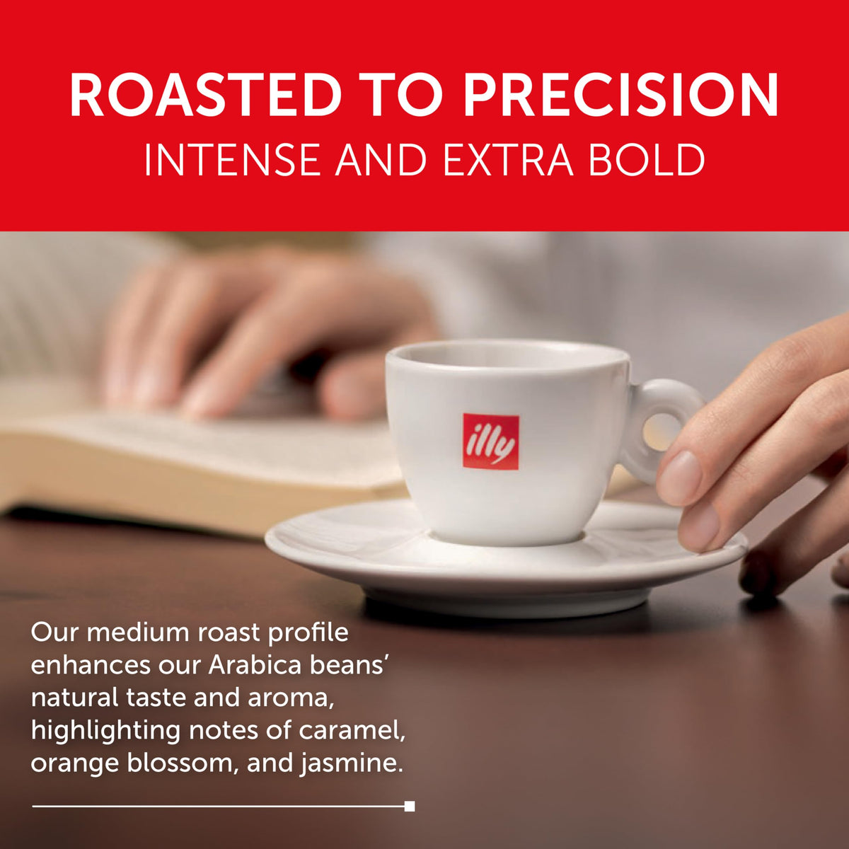 illy espresso Classico pouring shot captures smooth crema and balanced taste