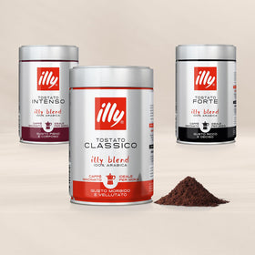illy ground coffee moka classico beans close-up highlighting premium Arabica quality
