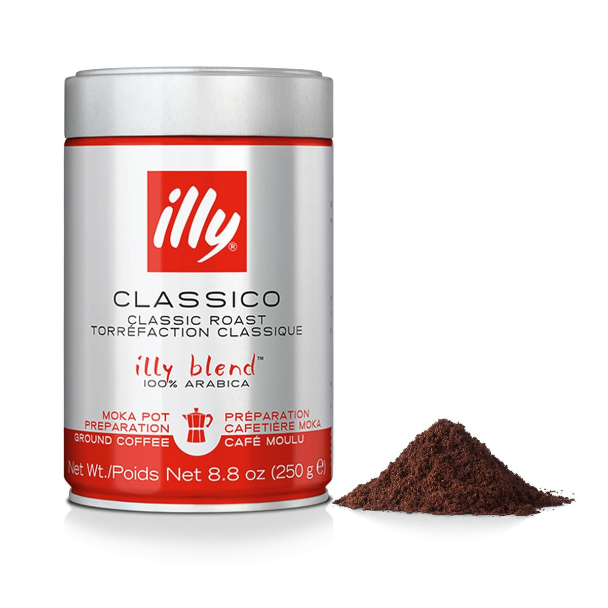 illy ground coffee moka classico medium roast can preserves rich aroma