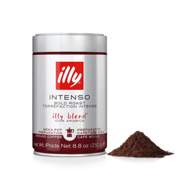 illy Ground Coffee Moka pack-shot showcasing premium Arabica beans for a rich morning ritual