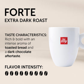 Close-up of Forte aroma highlighting toasted bread and chocolate notes.