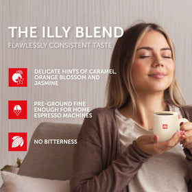 illy ground espresso cup steaming with inviting aroma
