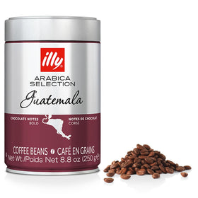 illy Guatemala dark roast beans delivering a rich, balanced cup with chocolate notes.