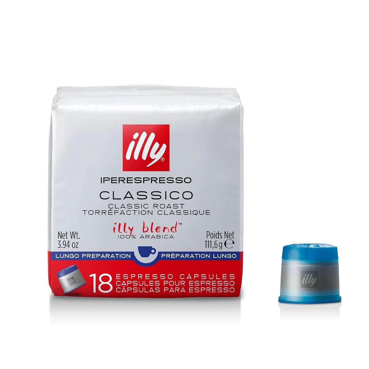 illy iperEspresso Classico tin packaging with capsules for quick at-home coffee experience