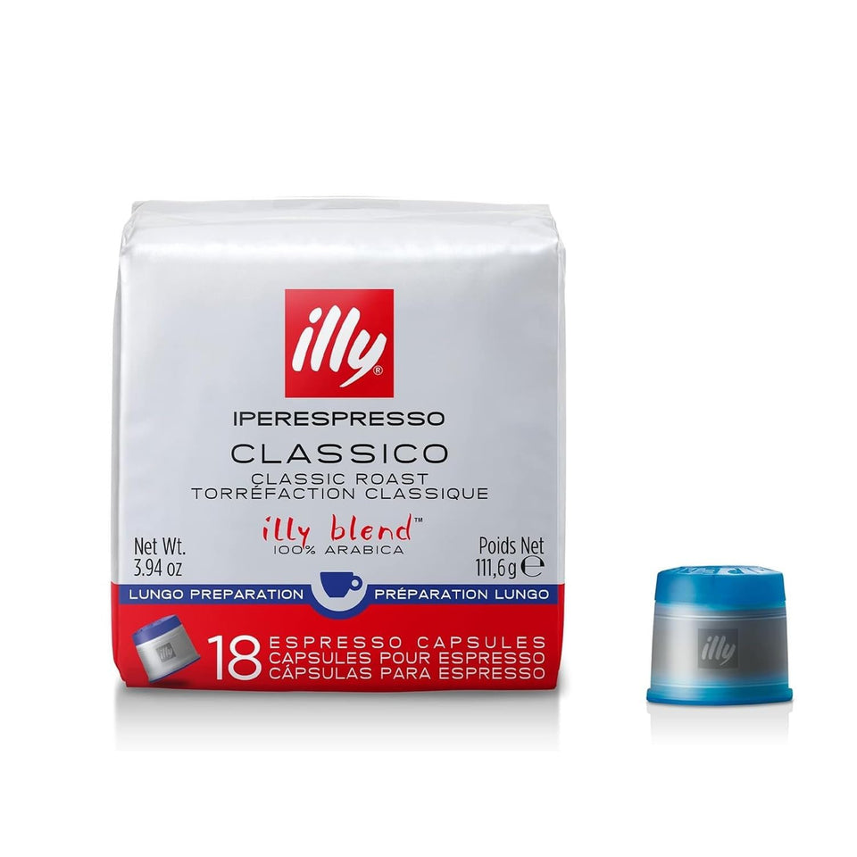 illy iperEspresso Classico tin packaging with capsules for quick at-home coffee experience