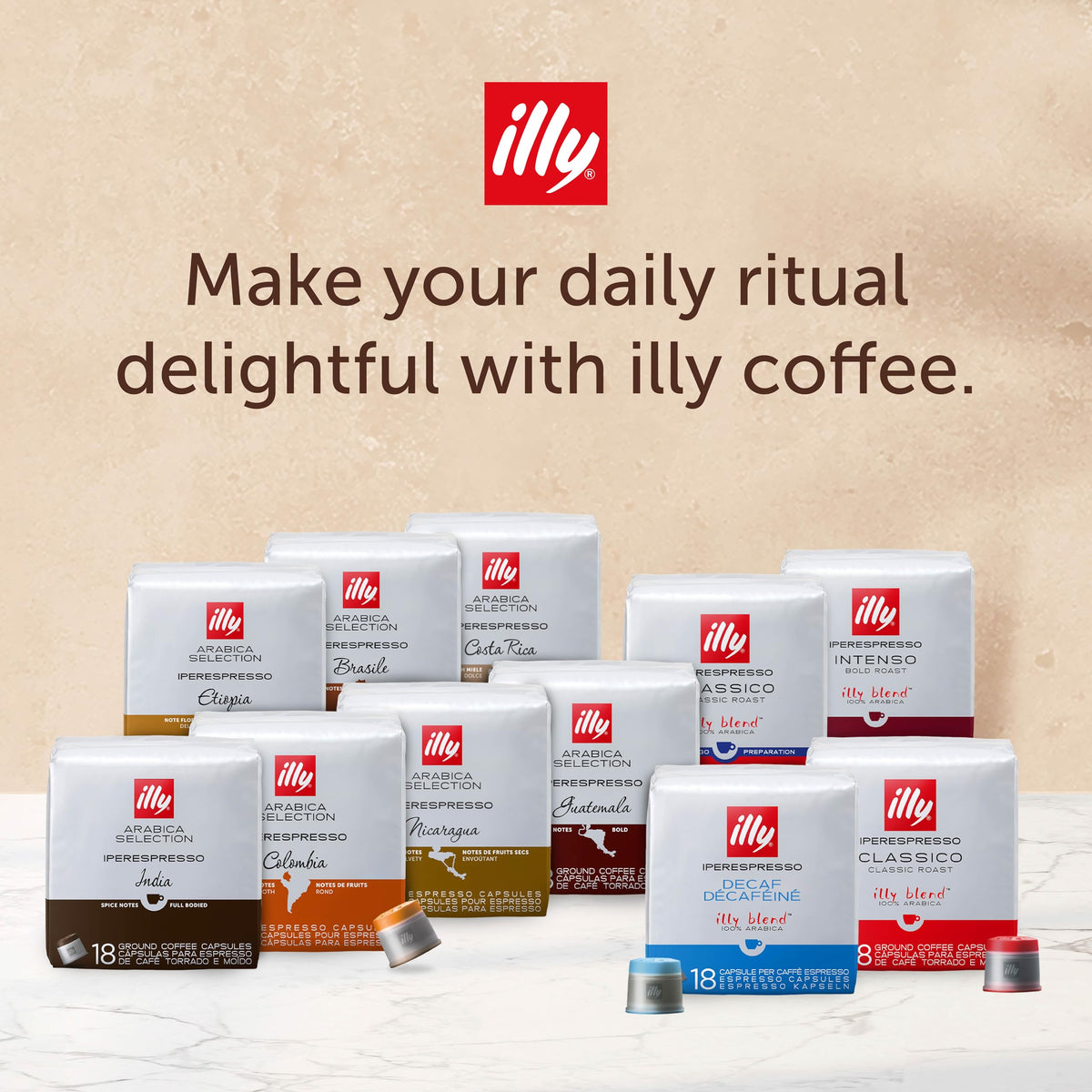 illy IperEspresso Intenso capsules collection suggesting variety within for daily use.
