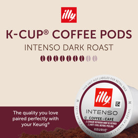 Illy K-Cups shown with a Keurig machine for quick, consistent brewing.