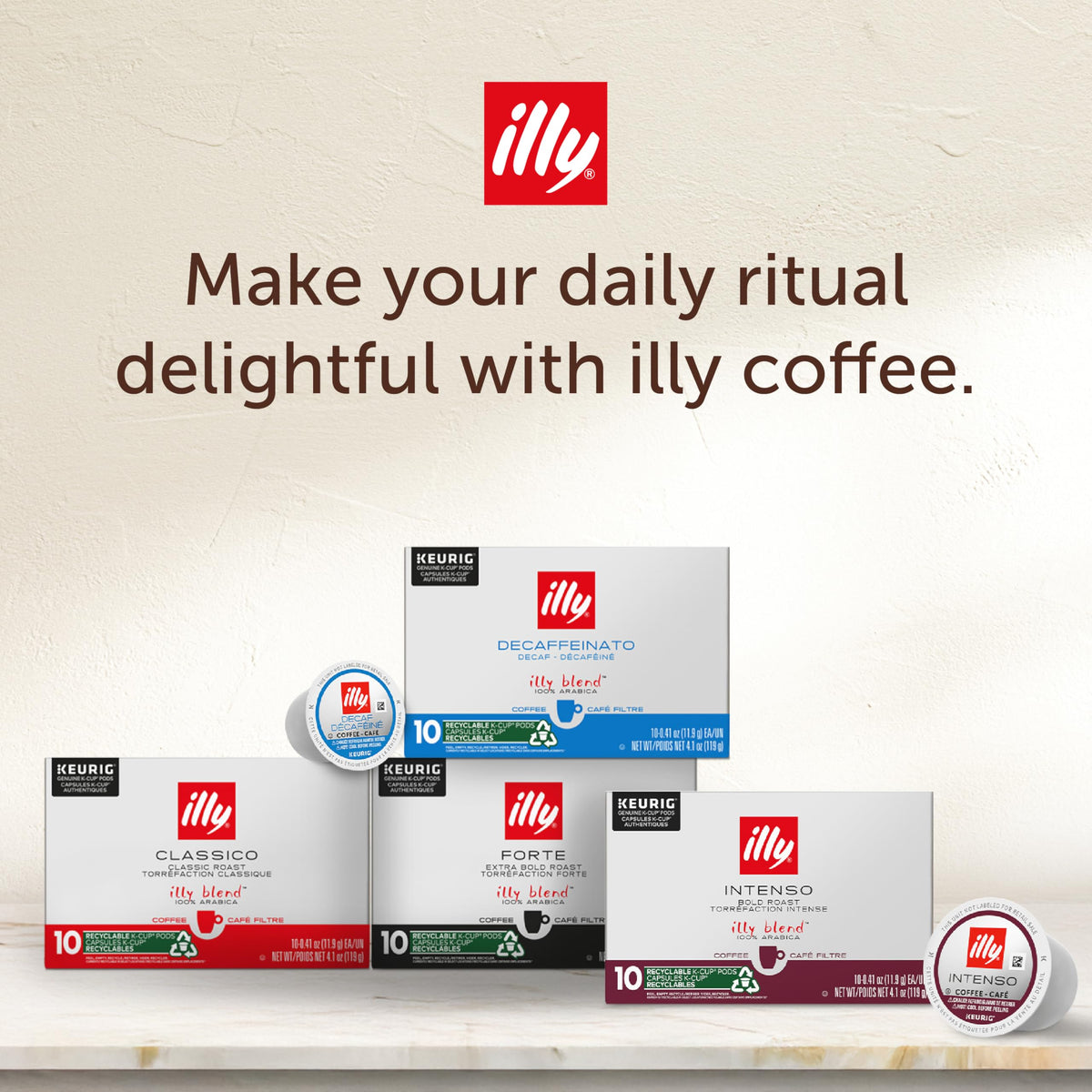 Illy dark roast delivers a rich, full-bodied finish in every cup.