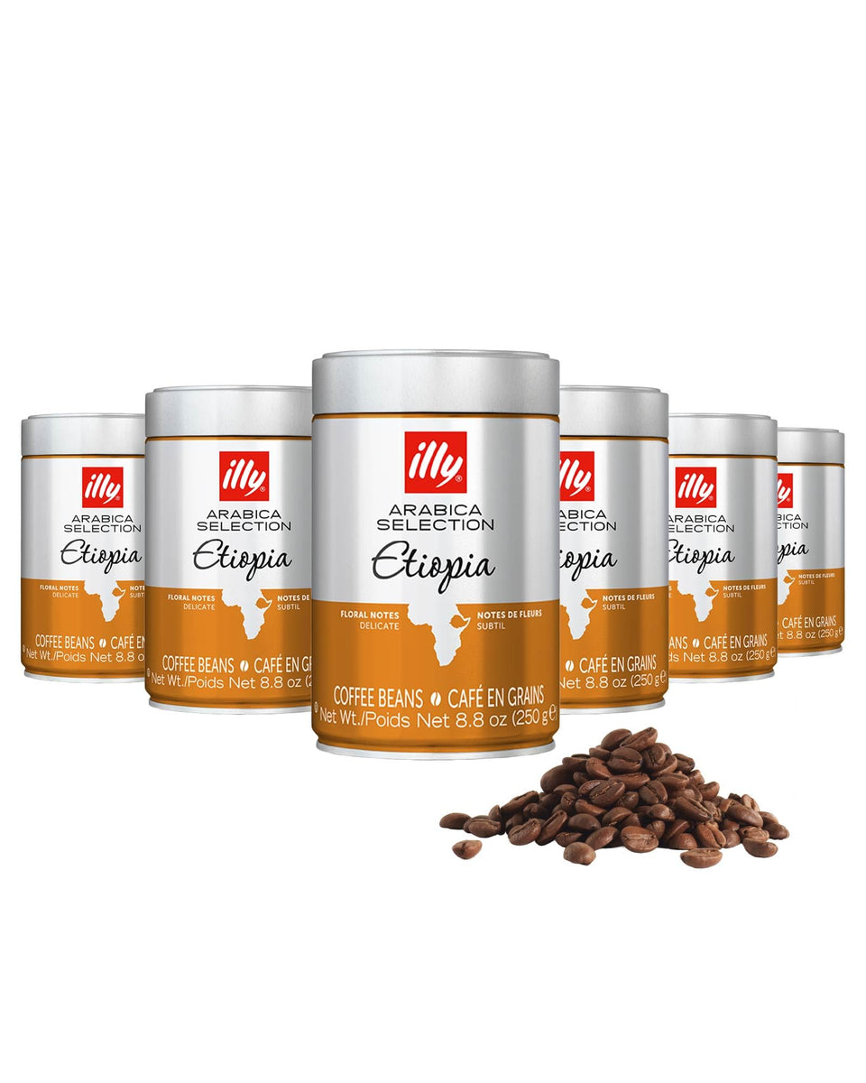 illy whole bean coffee Ethiopia single-origin light roast pack shows premium Arabica for fresher brew