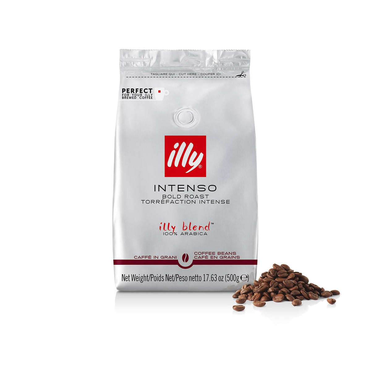 illy Whole Bean Coffee Intenso dark roast aroma for a bold cup