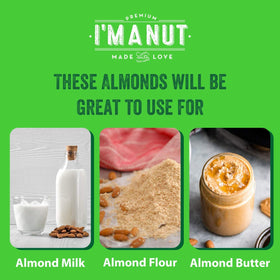 I'm A Nut almonds close-up highlighting natural color and crunch.