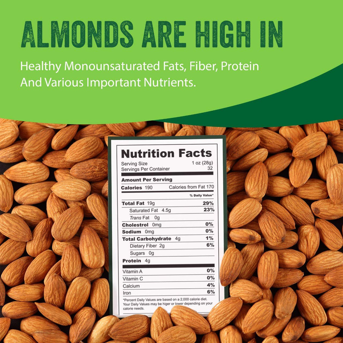 I'm A Nut gluten-free batch-tested badge beside almonds