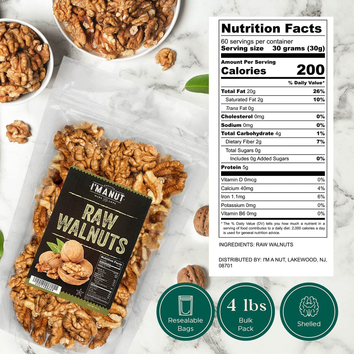 I'm A Nut gluten- and peanut-free walnuts for allergy-safe kitchens