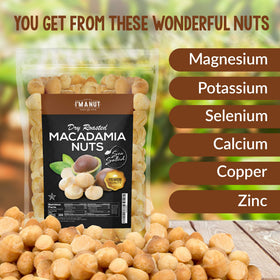 I'm A Nut macadamia nuts close-up showing creamy texture and glossy surface.