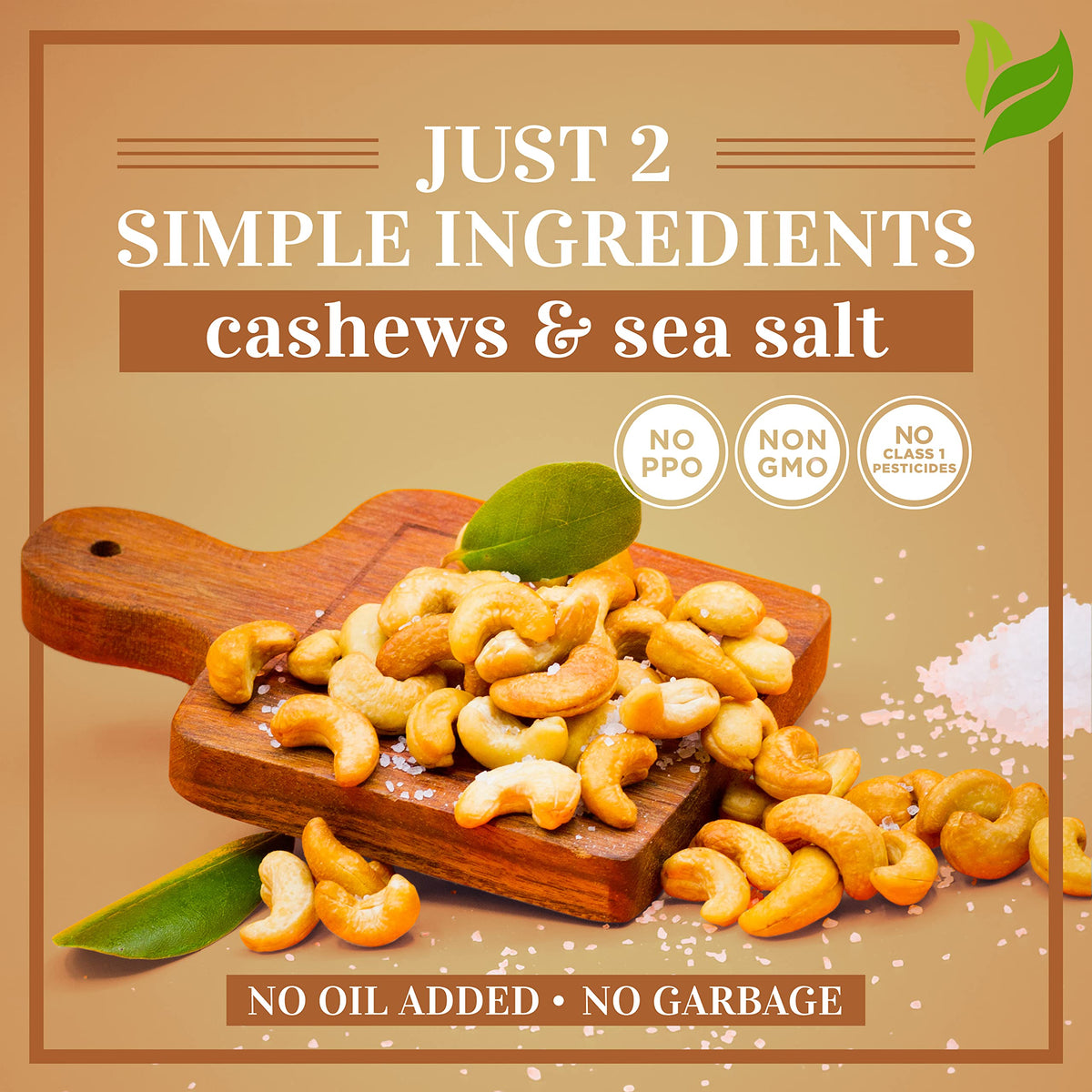 I'm A Nut sea salt cashews crunchy texture close-up, perfect for on-the-go snacks.