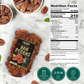 I'm A Nut pecan halves resealable pouch keeps freshness intact.