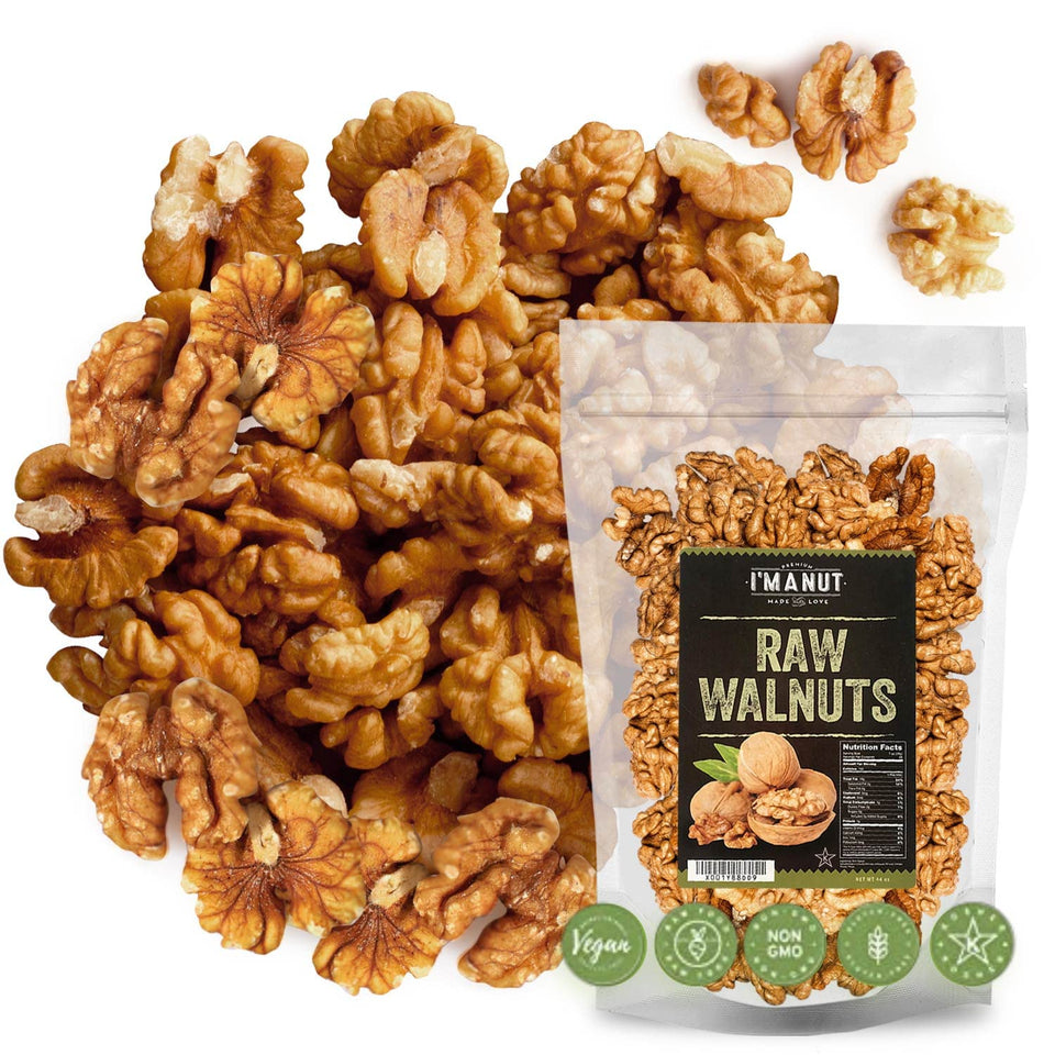 I'm A Nut premium raw walnut halves in 48oz bulk pack with fresh flavor