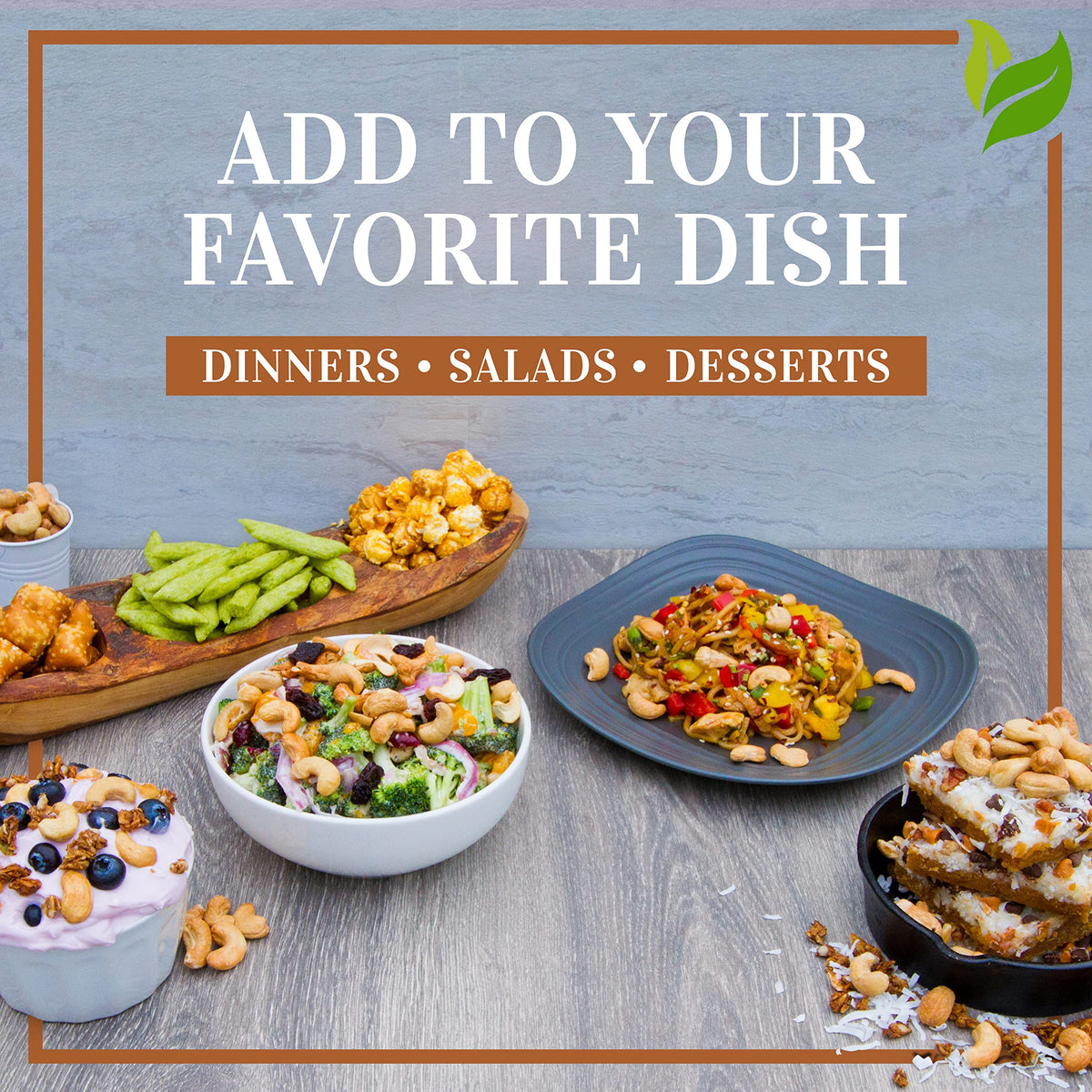 I'm A Nut sea-salt dusted cashews—bold flavor in each bite.