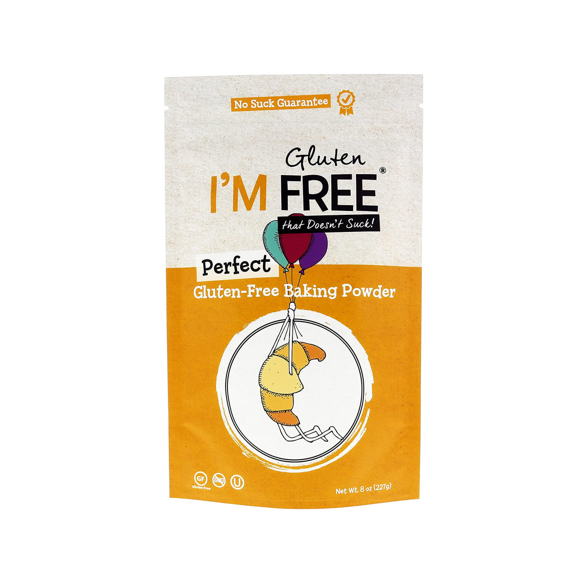 I'm Free gluten-free baking powder bottle front, aluminum-free for a clean bake.