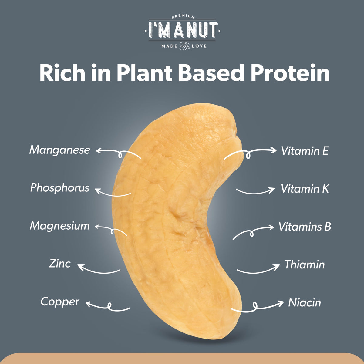 I'm a Nut Premium Raw Cashews 48oz nutrition label aids meal planning