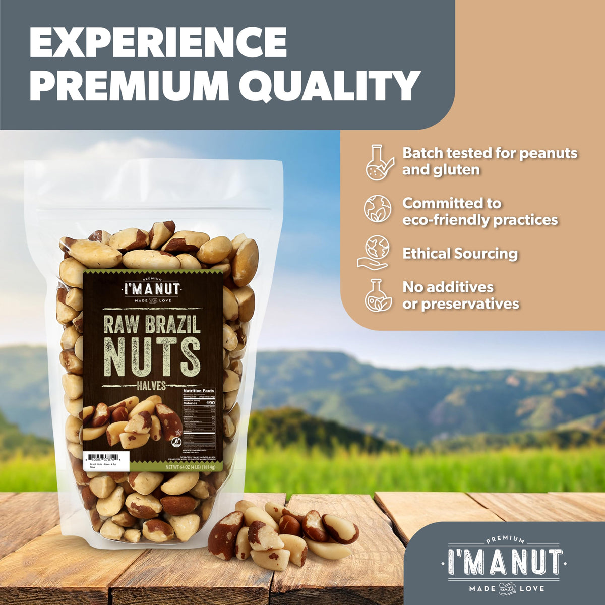 I'm A Nut resealable bag shown for fresh, long-lasting flavor.