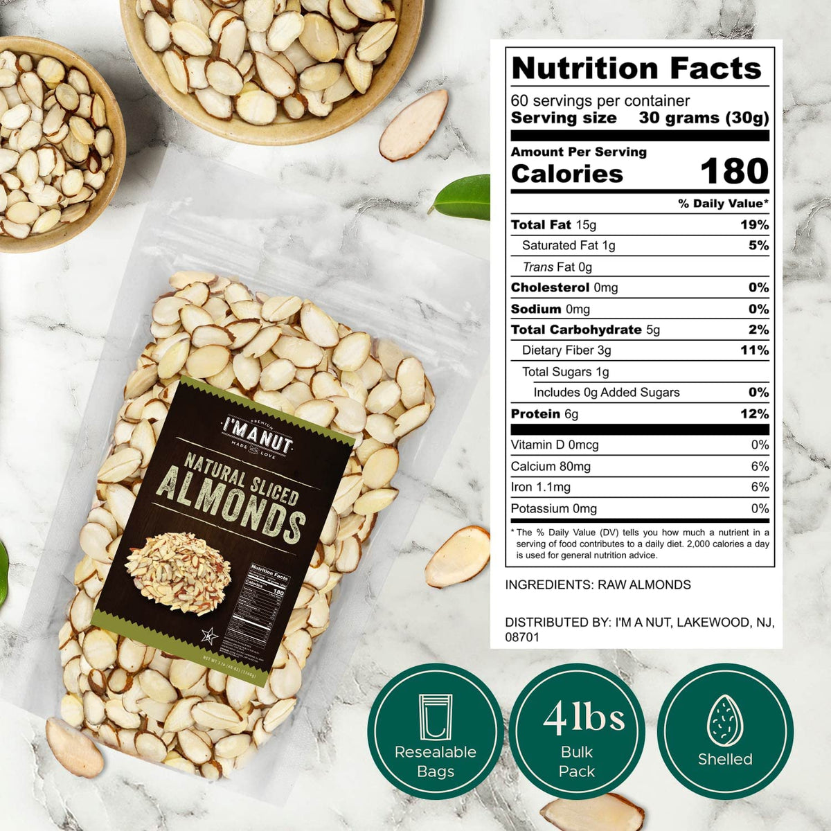 I'm A Nut California almonds add flavor and protein when baked into recipes.