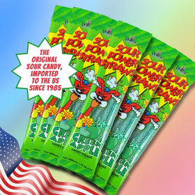 Sour Power Green Apple Candy Straws – 24 Pack, 1.75 oz Each, Vegan, Non-GMO