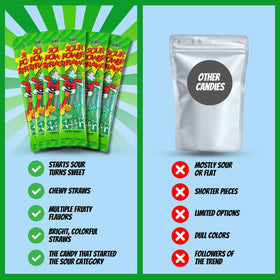 Sour Power Green Apple Candy Straws – 6-Pack, Vegan, Non-GMO, Gelatin-Free