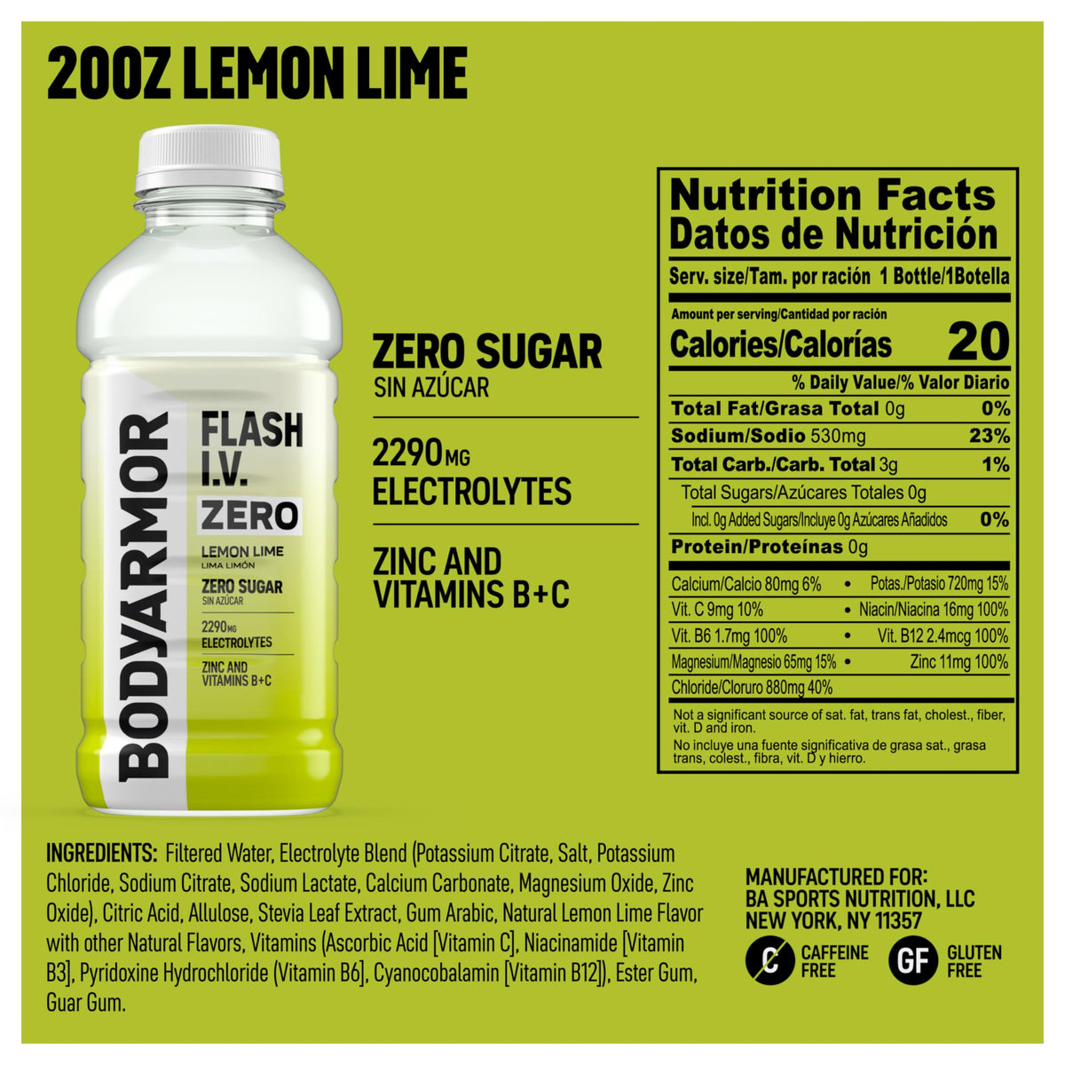 BODYARMOR Flash I.V. bottle on gym counter ready for post-workout recovery.