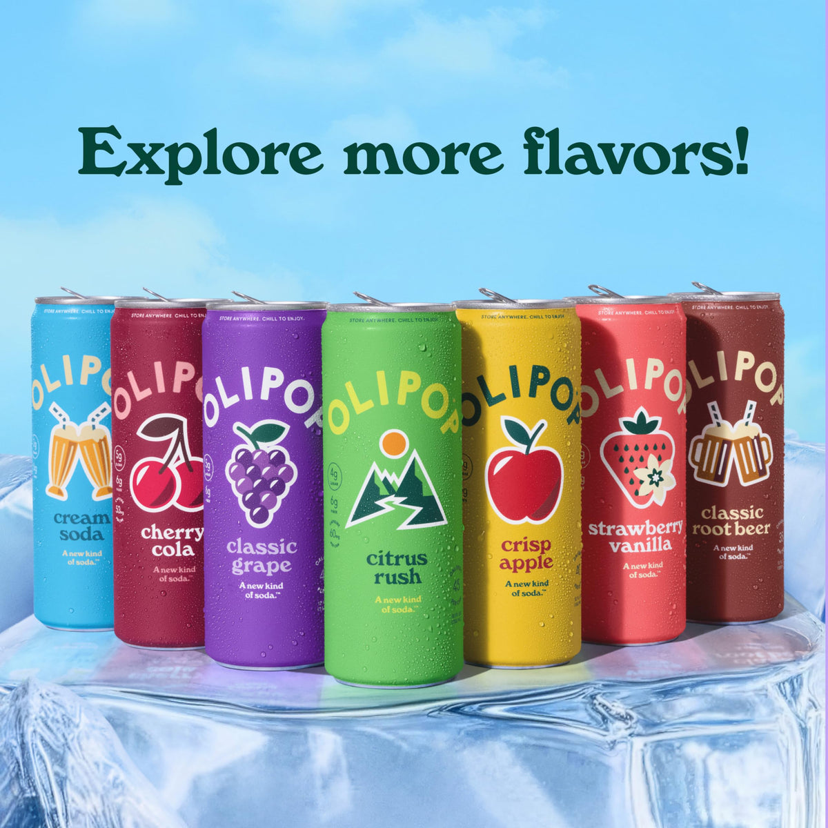 OLIPOP Sparkling Prebiotic Soda, Crisp Apple – 12-Pack Skinny Cans, Gluten Free, Non-GMO