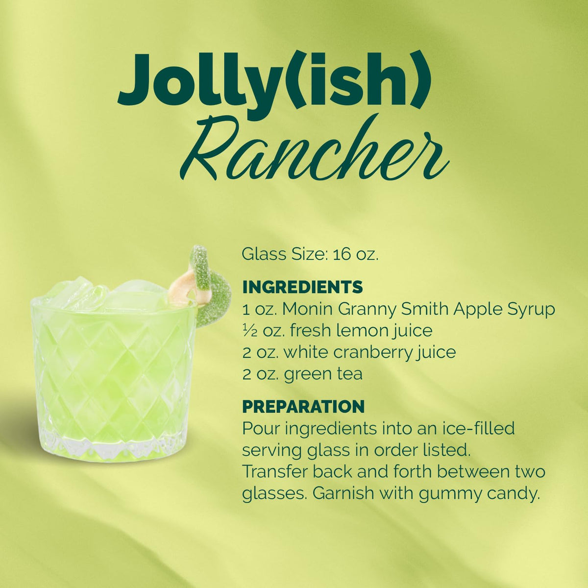 Monin Granny Smith Apple Syrup – Great for Cocktails & Lemonades | Gluten-Free & Non-GMO (1 L)