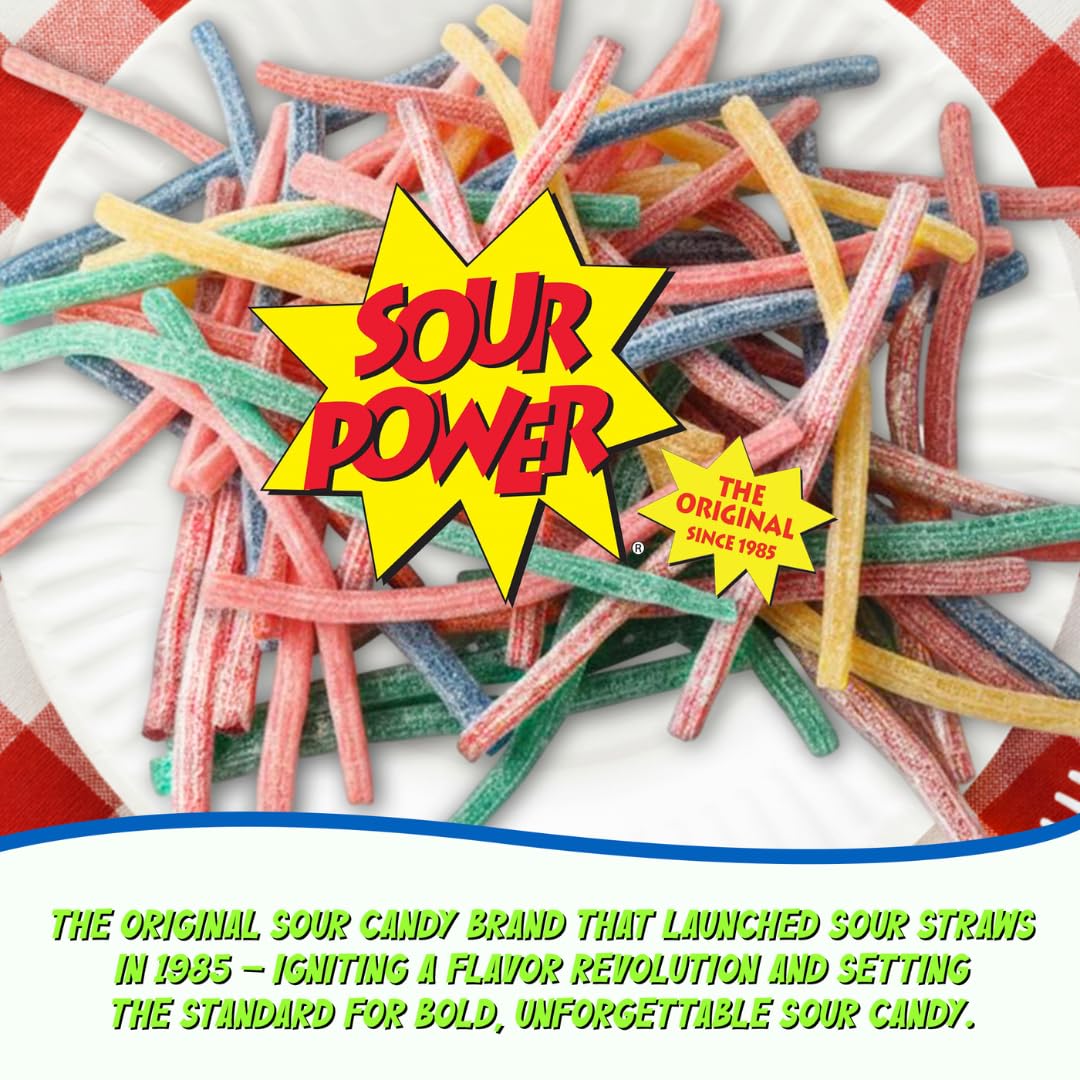 Sour Power Green Apple Candy Straws – 24 Pack, 1.75 oz Each, Vegan, Non-GMO
