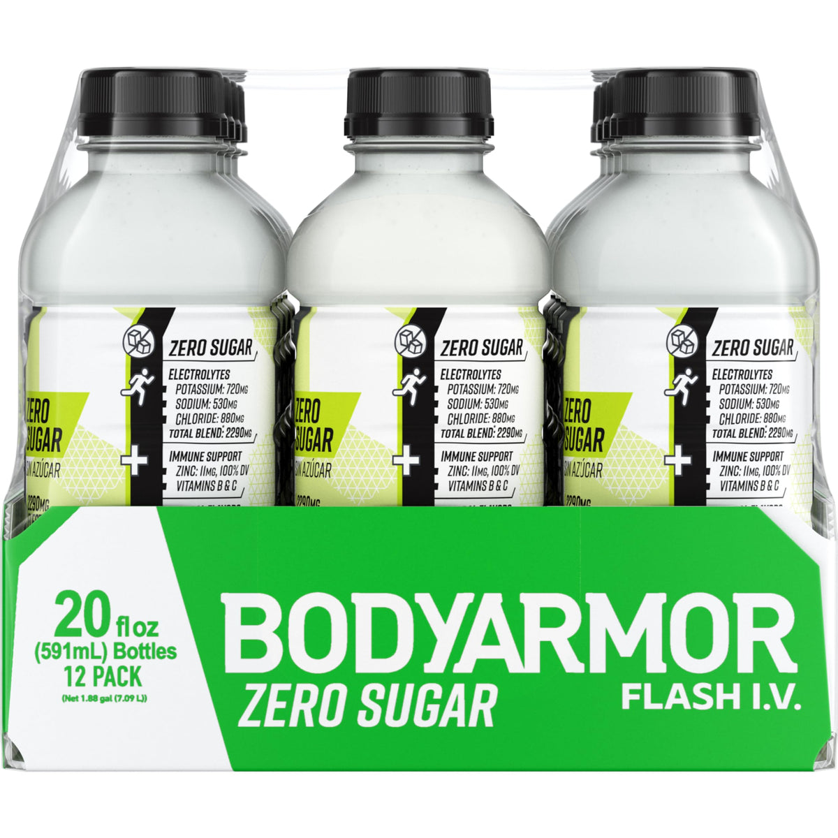 BODYARMOR Flash I.V. lemon lime drink with ice for cooling hydration.