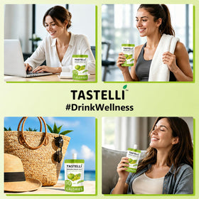 Tastelli Konjac Jelly with Collagen & Vitamin C – Apple Green Grape | Gluten Free, Sugar Free, Low Calorie | 150mL x 10 Pouches
