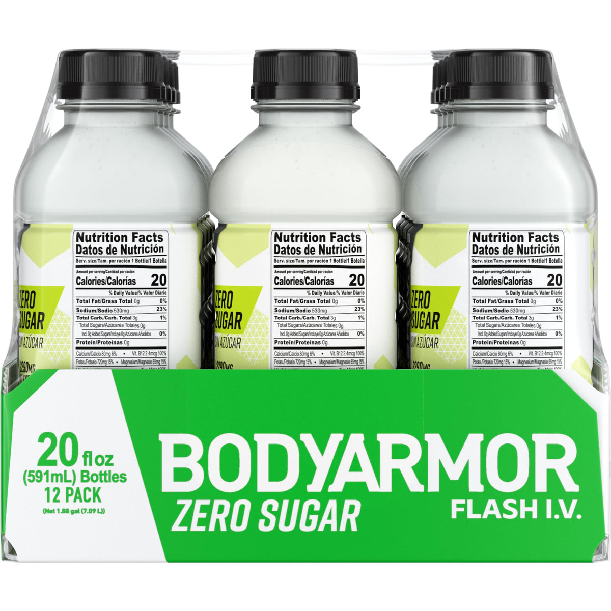 BODYARMOR Flash I.V. twelve-pack box displayed for convenient hydration.