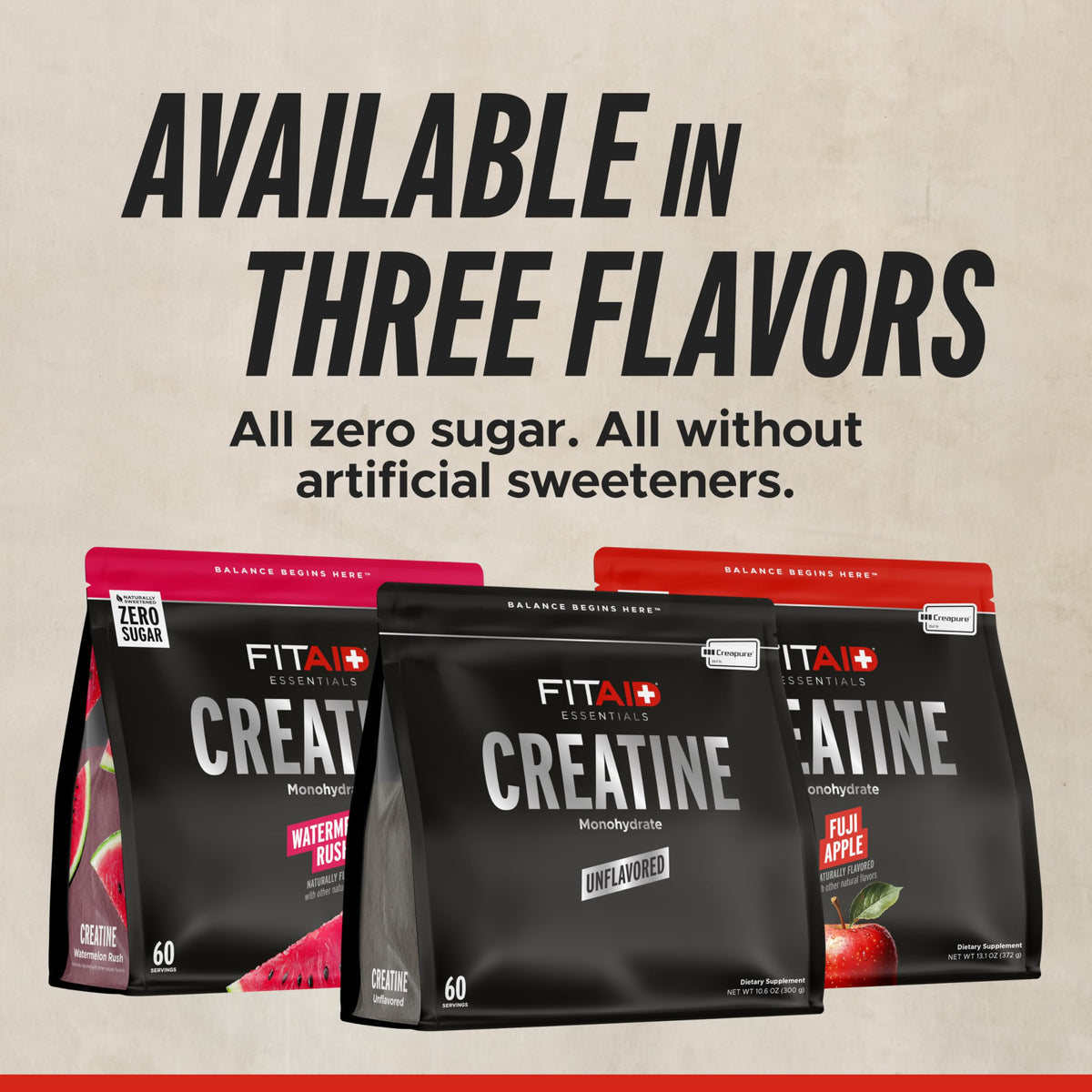 LIFEAID FITAID Creatine Monohydrate Powder – Fuji Apple, 30 Servings