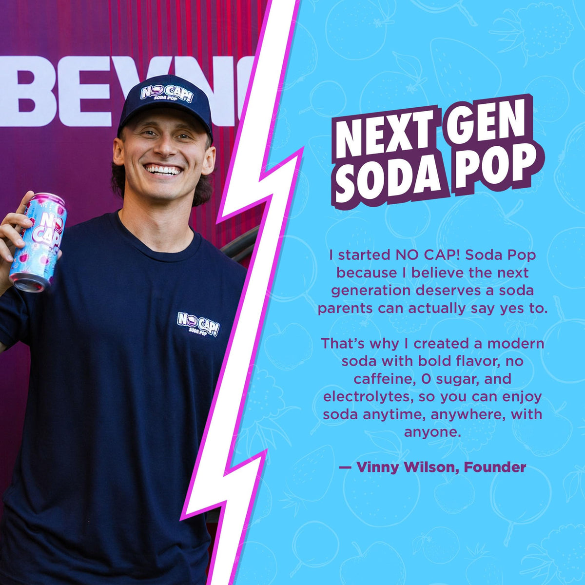NO CAP! Next Gen Soda Pop – Zero Sugar, Zero Calories, Electrolytes | Apple Rizz – 16 oz