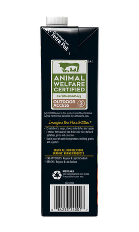 Imagine Organic Chicken Broth label with USDA Organic and clean ingredients.