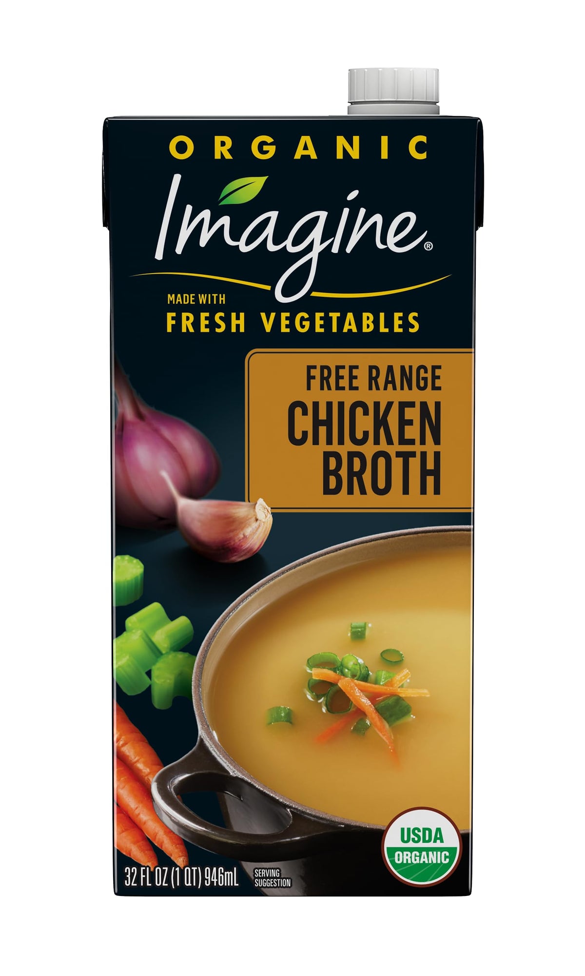 Imagine Organic Free Range Chicken Broth cartons stacked for easy meal prep.