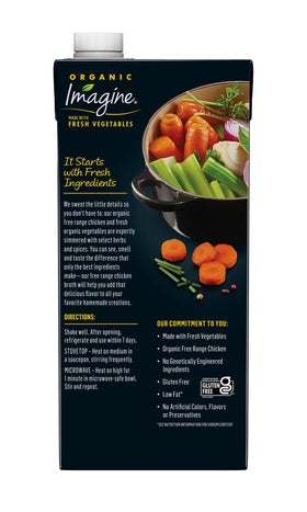 Imagine Organic ingredients with chicken, vegetables, and herbs for rich flavor.
