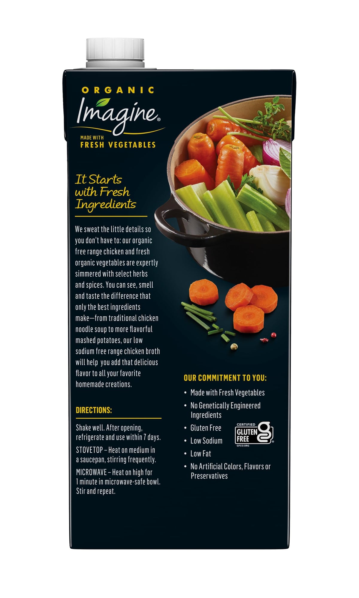 Imagine Organic Low Sodium Broth six-pack side view, convenience for quick meals.