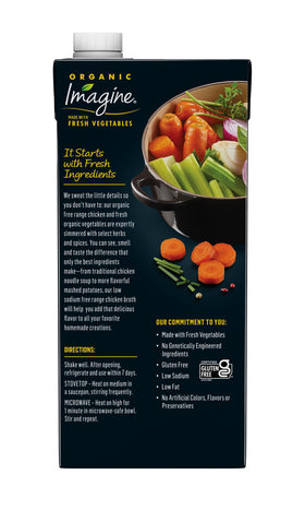 Imagine Organic Low Sodium Broth six-pack side view, convenience for quick meals.