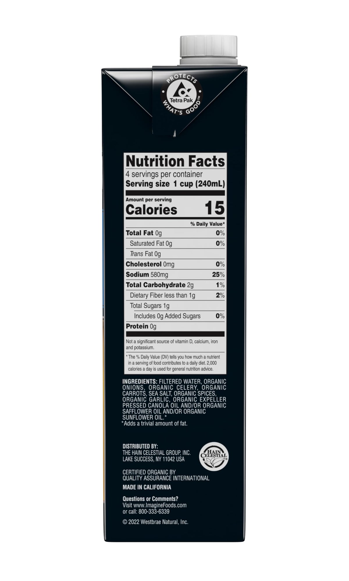 Imagine Organic No-Chicken Broth ingredients close-up with vegetables and herbs