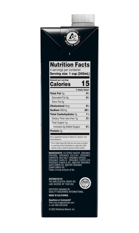 Imagine Organic No-Chicken Broth ingredients close-up with vegetables and herbs
