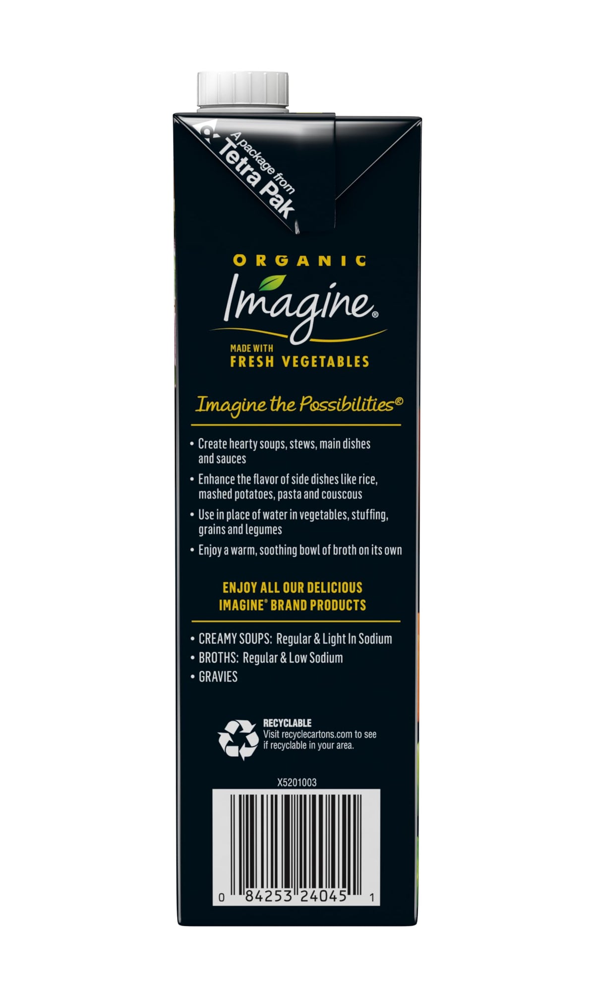 Imagine Organic No-Chicken Broth pour shot highlighting ready-to-use flavor
