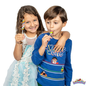 Imagine Splash Rainbow Twisty Pops displayed on candy bar for visual impact